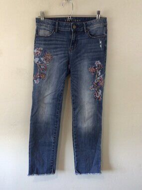 White House Black Market The Straight Embroidered Ankle Jeans